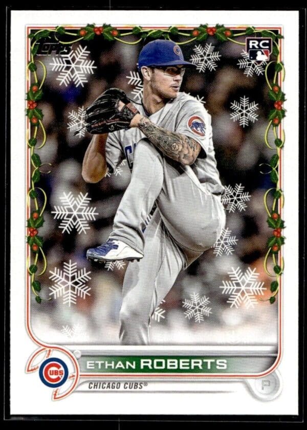 _10 2022 Topps Holiday Chicago Cubs #HW92 Ethan Roberts RC Rookie