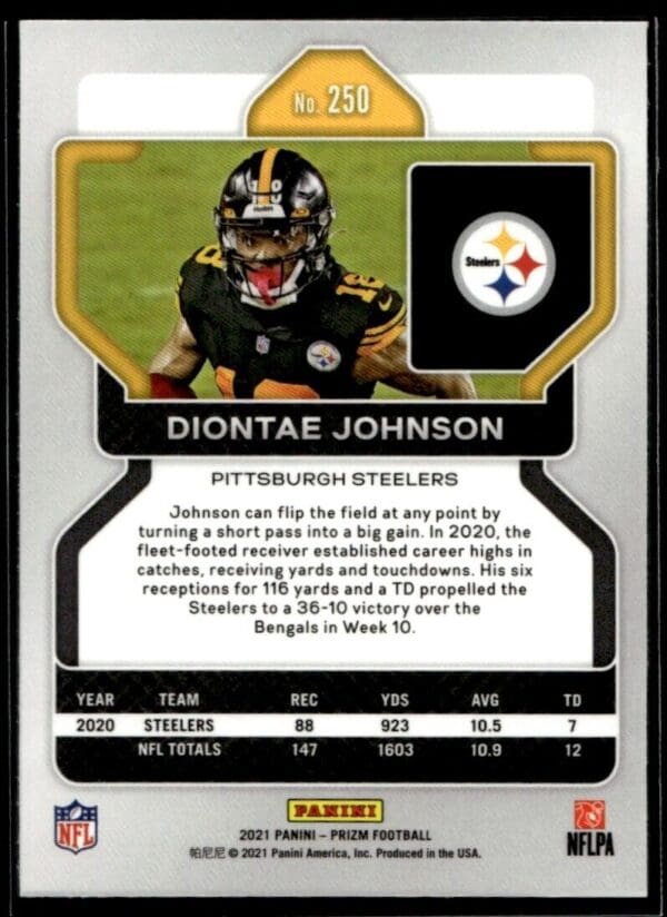 2021 Panini Prizm Diontae Johnson Pittsburgh Steelers #250