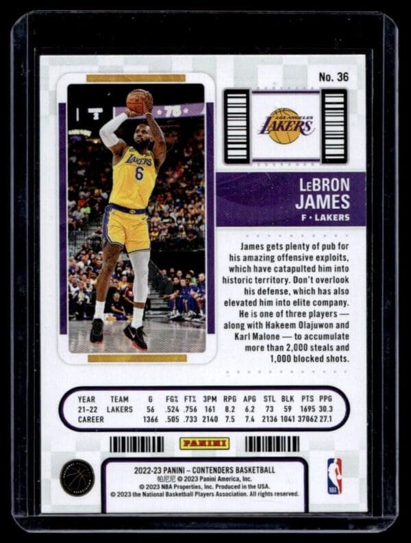 2022 Panini Contenders Los Angeles Lakers #36 LeBron James