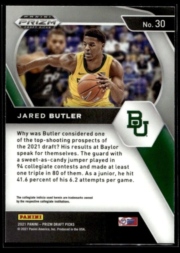 2021 Panini Prizm Draft Picks Baylor Bears #30 Jared Butler RC Rookie