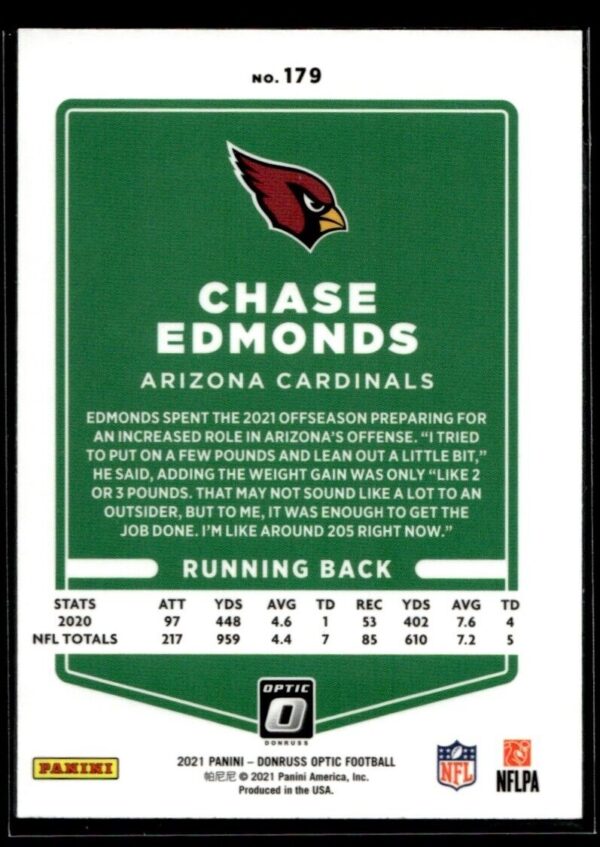2021 Donruss Optic Chase Edmonds Arizona Cardinals #179
