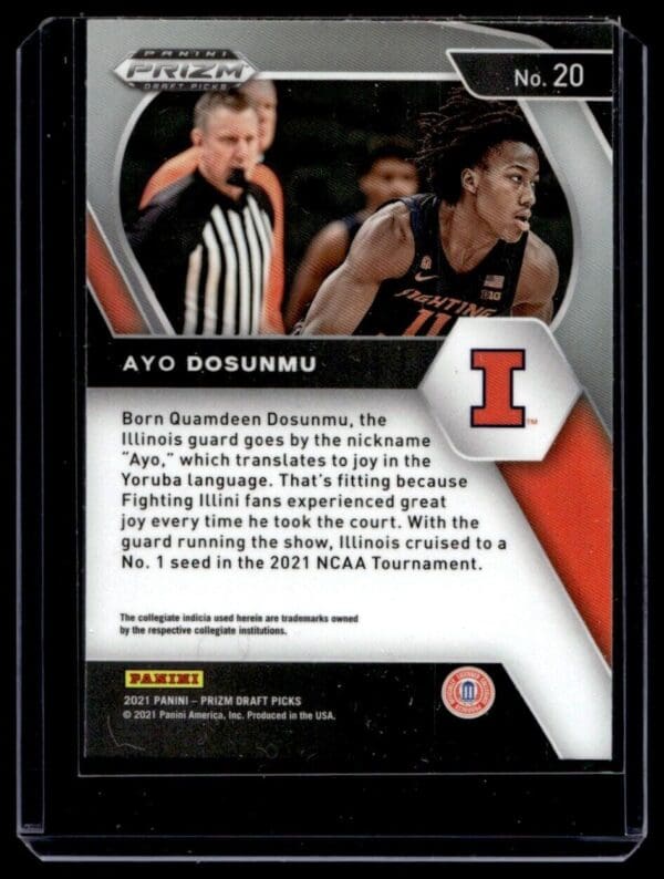 2021 Panini Prizm Draft Picks Illinois Fighting Illini #20 Ayo Dosunmu RC Rookie