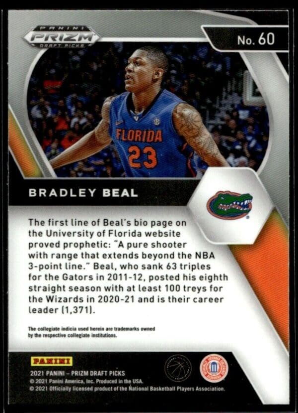 2021 Panini Prizm Draft Picks Florida Gators #60 Bradley Beal