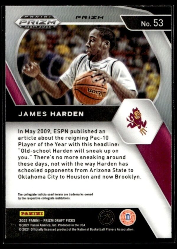 2021 Panini Prizm Draft Picks Arizona State Sun Devils #53 James Harden Orange I