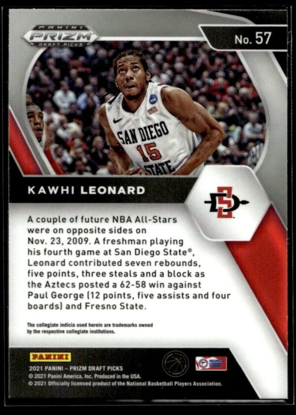 _10 2021 Panini Prizm Draft Picks San Diego State Aztecs #57 Kawhi Leonard