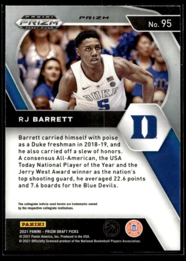 _10 2021 Panini Prizm Draft Picks Duke Blue Devils #95 RJ Barrett Orange Ice Prizm
