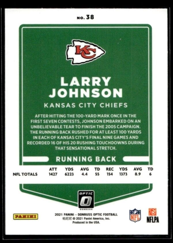 _10 2021 Donruss Optic Larry Johnson Kansas City Chiefs #38