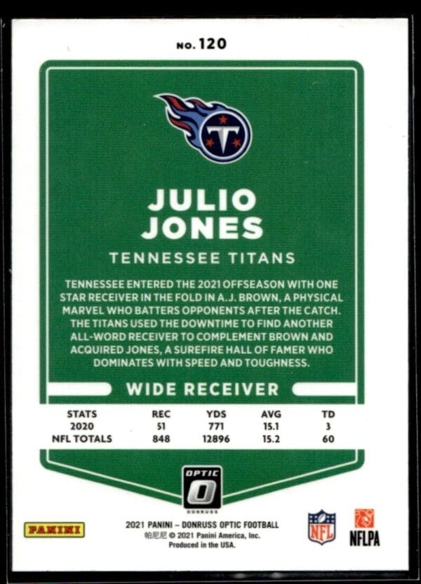 2021 Donruss Optic Julio Jones Tennessee Titans #120