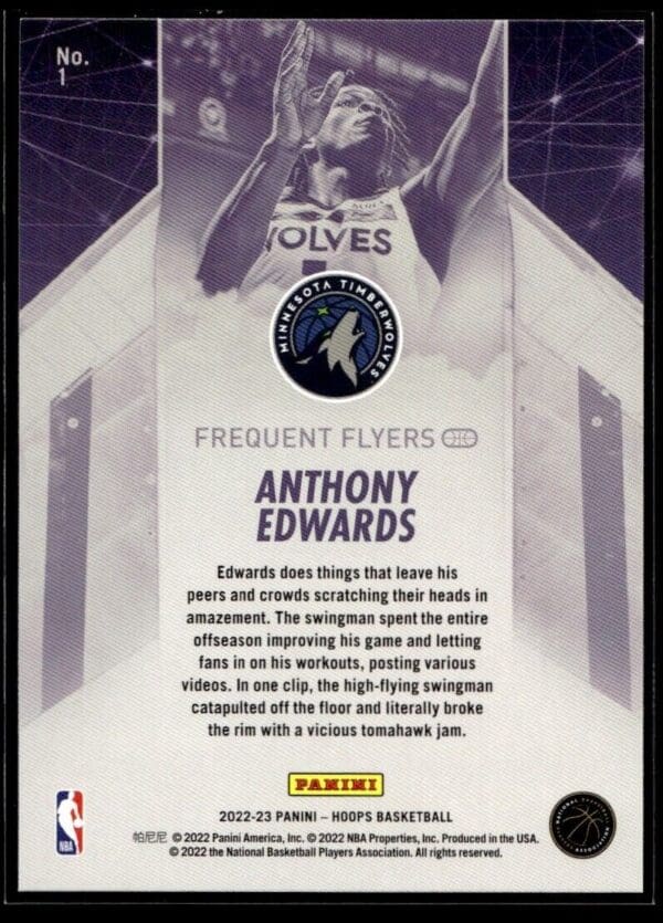 2022 Hoops Frequent Flyers Minnesota Timberwolves #1 Anthony Edwards