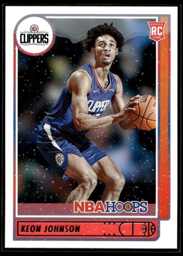 _10 2021 NBA Hoops Los Angeles Clippers #205 Keon Johnson RC Rookie Winter Edition