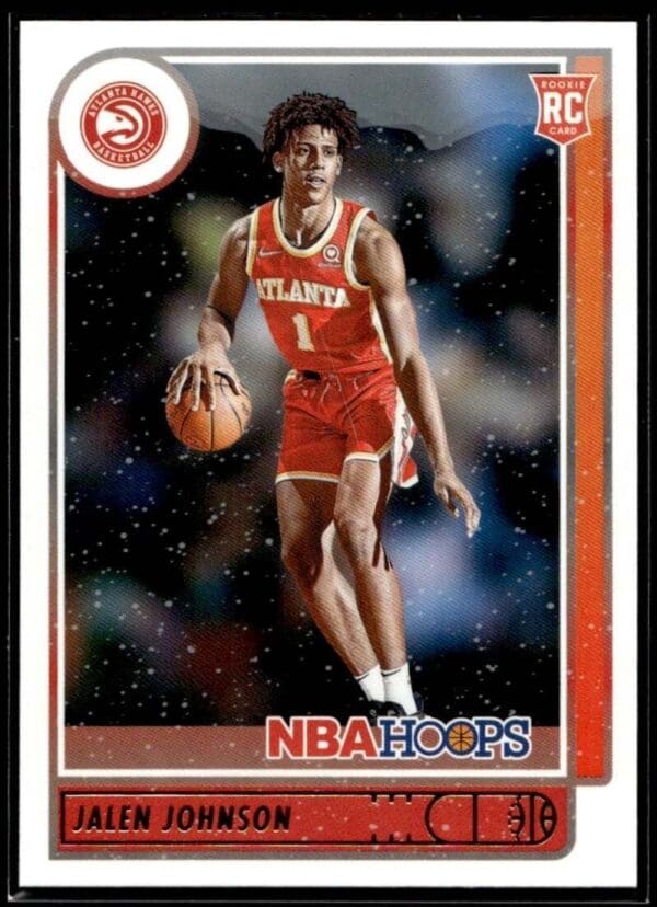 _10 2021 NBA Hoops Atlanta Hawks #213 Jalen Johnson RC Rookie Winter Edition