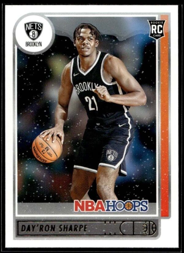 2021 NBA Hoops Brooklyn Nets #215 Day'Ron Sharpe RC Rookie Winter Edition