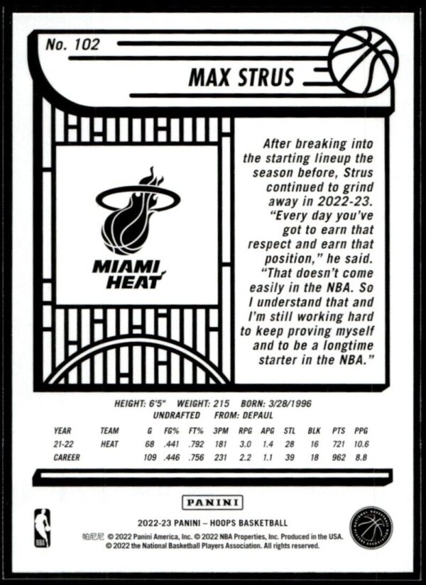 2022 Hoops Miami Heat #102 Max Strus