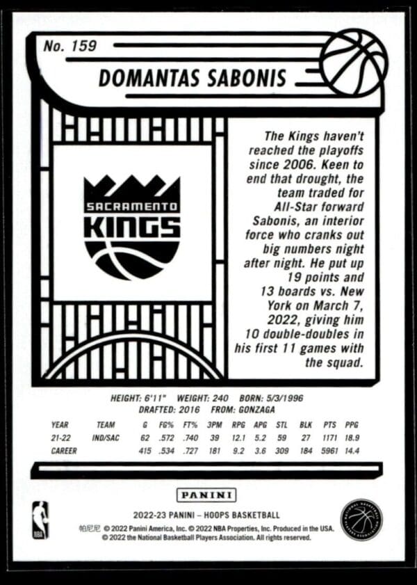 2022 Hoops Sacramento Kings #159 Domantas Sabonis