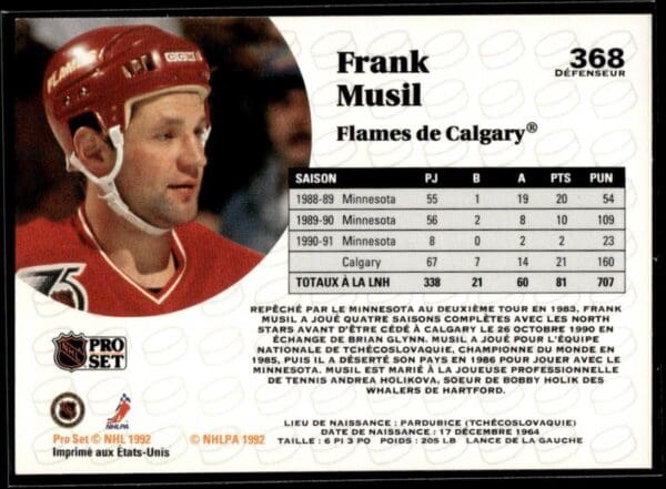 1991 Pro Set Calgary Flames #368 Frank Musil
