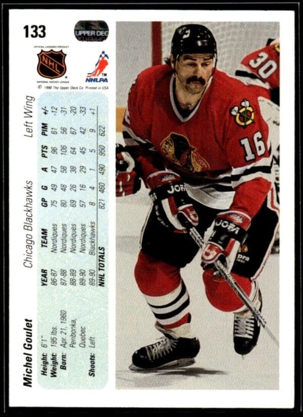 1990 Upper Deck Chicago Blackhawks #133 Michel Goulet