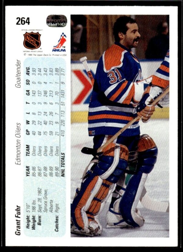 _10 1990 Upper Deck Edmonton Oilers #264 Grant Fuhr