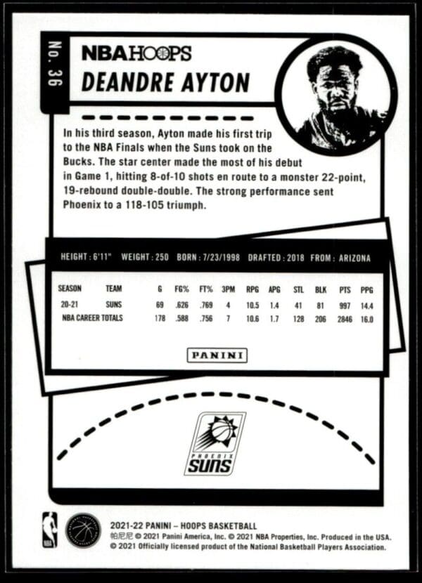 2021 Hoops Phoenix Suns #36 Deandre Ayton