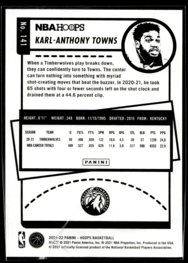 2020 Hoops Minnesota Timberwolves #141 Karl-Anthony Towns