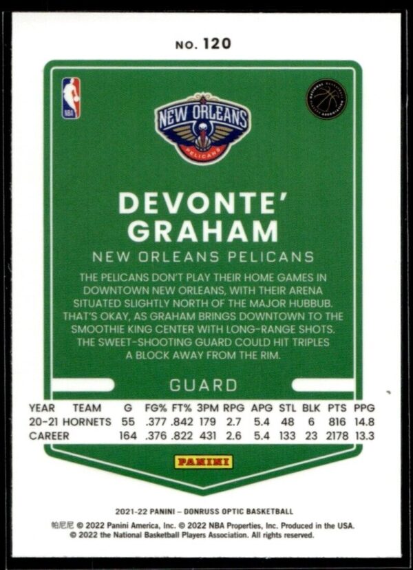 2021 Donruss Optic New Orleans Pelicans #120 Devonte' Graham