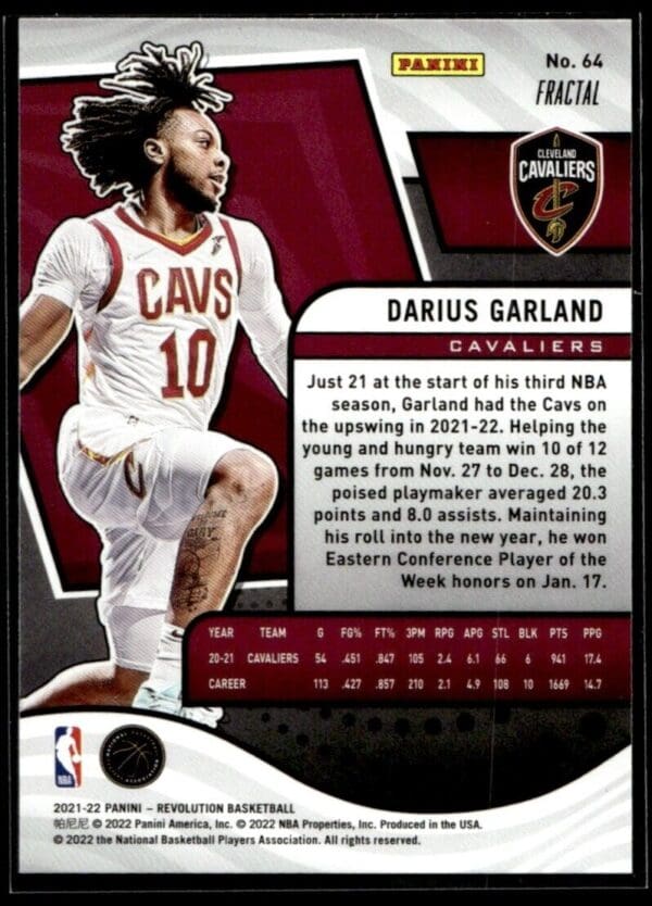 _10 2021 Panini Revolution Cleveland Cavaliers #64 Darius Garland Fractal