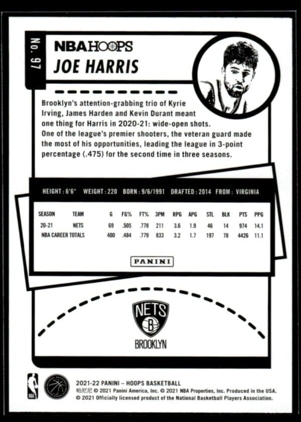 _10 2021 NBA Hoops Brooklyn Nets #97 Joe Harris