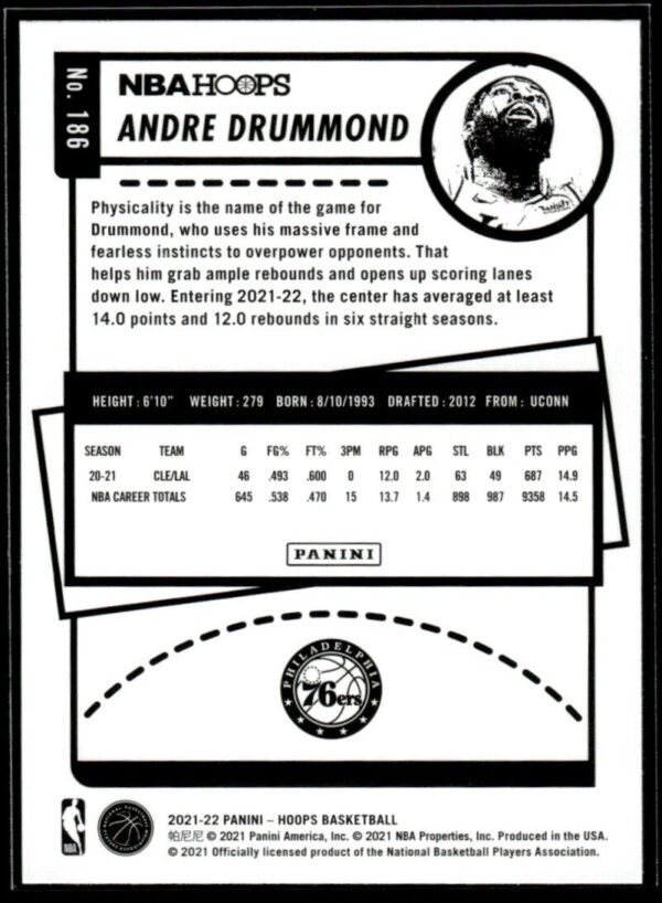 _10 2021 NBA Hoops Philadelphia 76ers #186 Andre Drummond