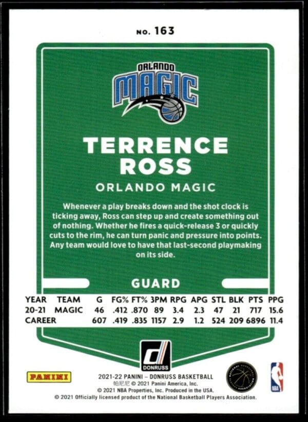 2021 Donruss Orlando Magic #163 Terrence Ross