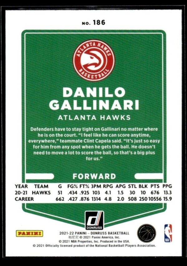 2021 Donruss Atlanta Hawks #186 Danilo Gallinari