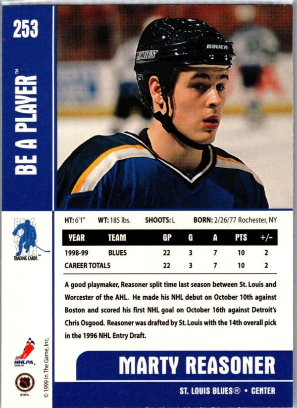 1999 Be a Player Memorabilia St. Louis Blues #253 Marty Reasoner