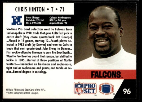 1991 Pro Set Atlanta Falcons #96 Chris Hinton