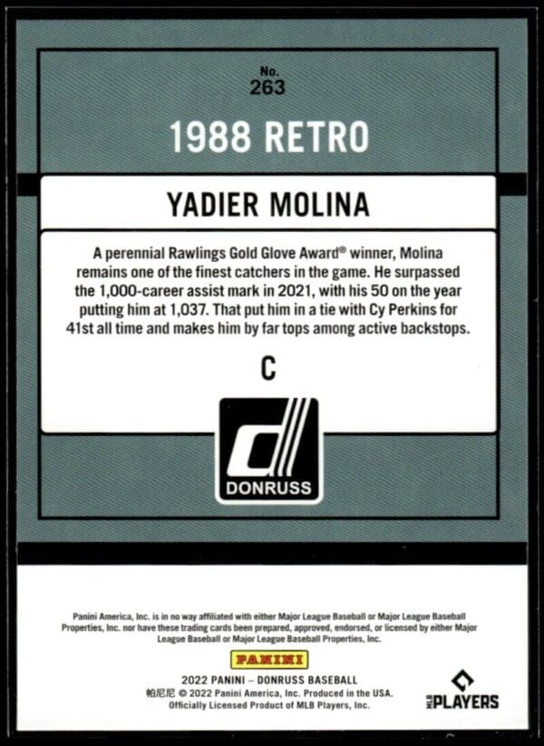 2022 Donruss Retro St. Louis Cardinals #263 Yadier Molina