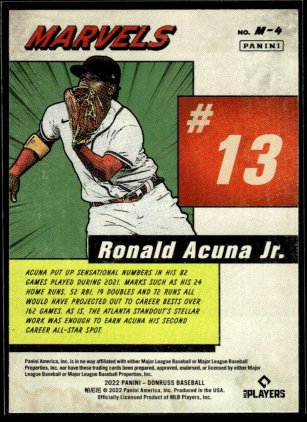 2022 Donruss Marvels Diamond Atlanta Braves #M-4 Ronald Acuna Jr.