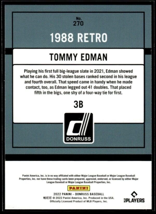 2022 Donruss Retro St. Louis Cardinals #270 Tommy Edman Orange Holo