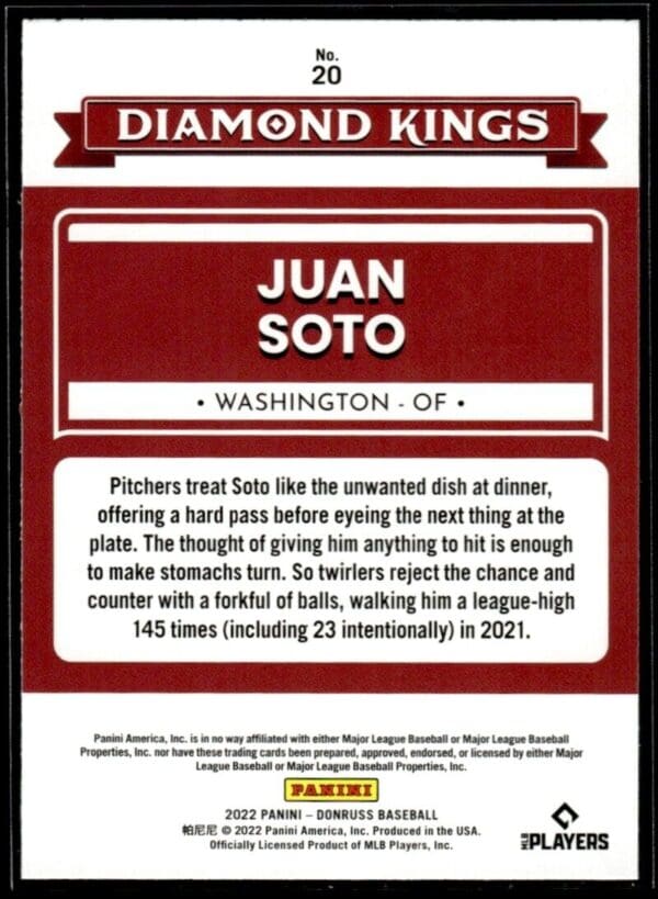 2022 Donruss Diamon Kings Washington Nationals #20 Juan Soto
