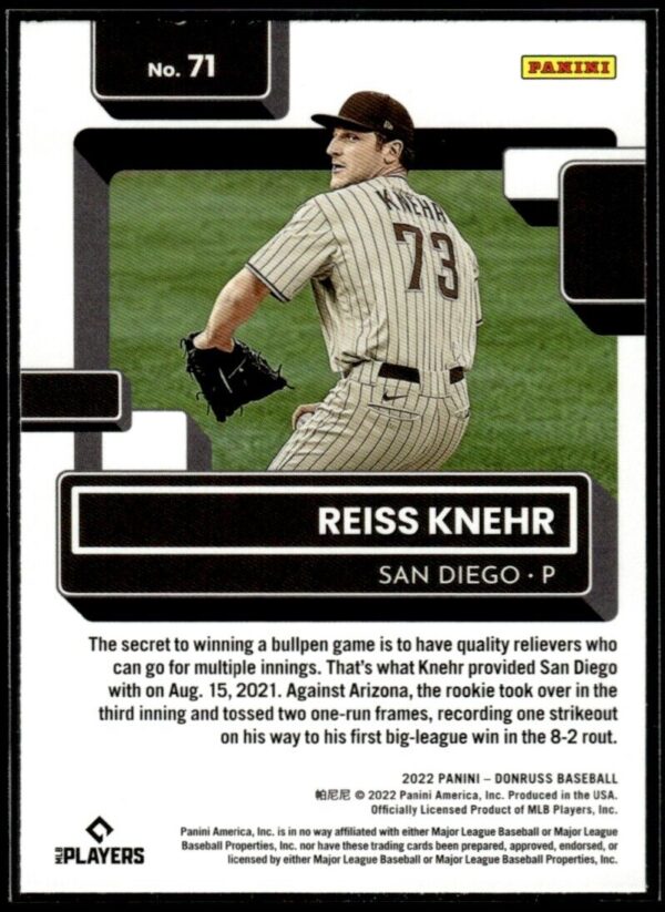 2022 Donruss San Diego Padres #71 Reiss Knehr RC Rookie
