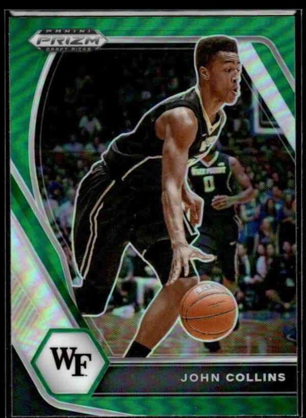 2021 Prizm Draft Picks Wake Forest Demon Deacons #94 John Collins Green Prizm