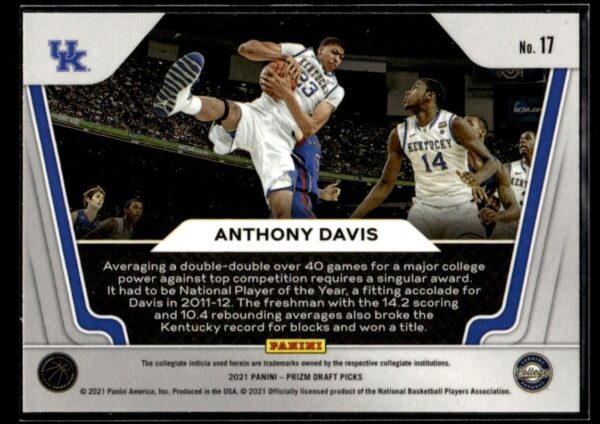 2021 Panini Prizm Draft Picks Widescreen Kentucky Wildcats #17 Anthony Davis