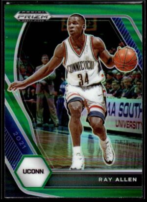 2021 Panini Prizm Draft Picks Connecticut Huskies #91 Ray Allen Green Prizm