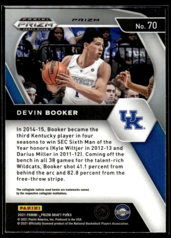 2021 Panini Prizm Draft Picks Kentucky Wildcats #70 Devin Booker Green Prizm