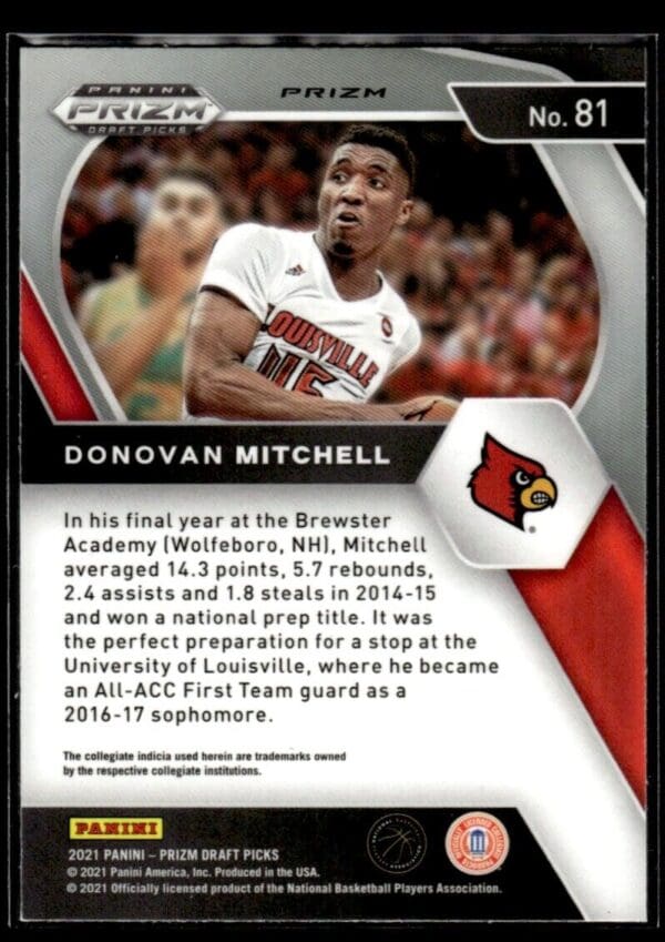 2021 Prizm Draft Picks Louisville Cardinals #81 Donovan Mitchell Green Prizm