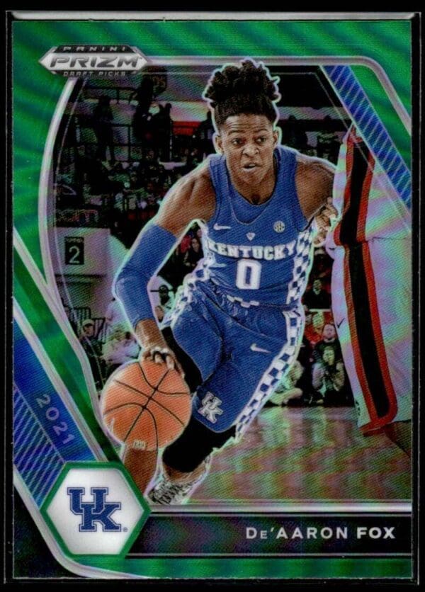 2021 Panini Prizm Draft Picks Kentucky Wildcats #72 De'Aaron Fox Green Prizm