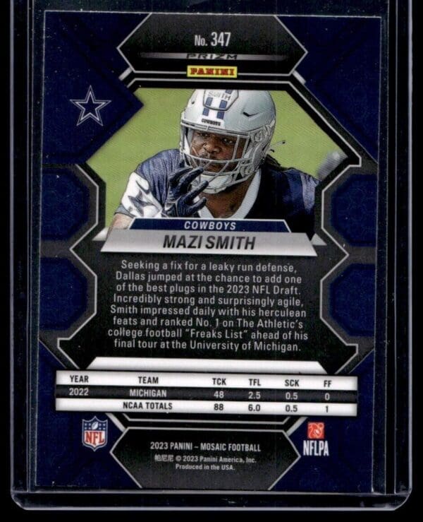 _10 2023 Panini Mosaic Dallas Cowboys #347 Mazi Smith RC Rookie
