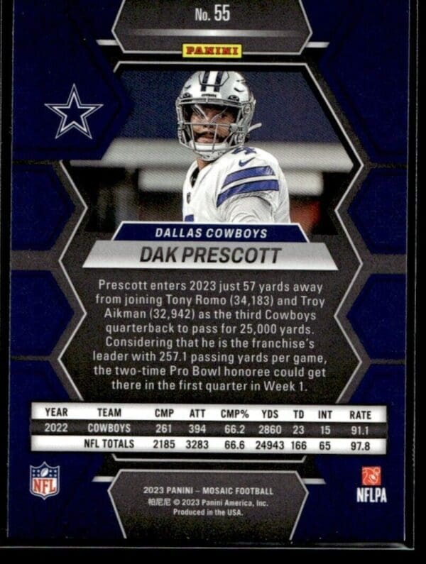 2023 Panini Mosaic Dallas Cowboys #55 Dak Prescott