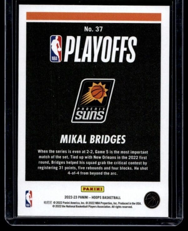 2022 Hoops Phoenix Suns #37 Mikal Bridges 314/2022 Road to the Finals