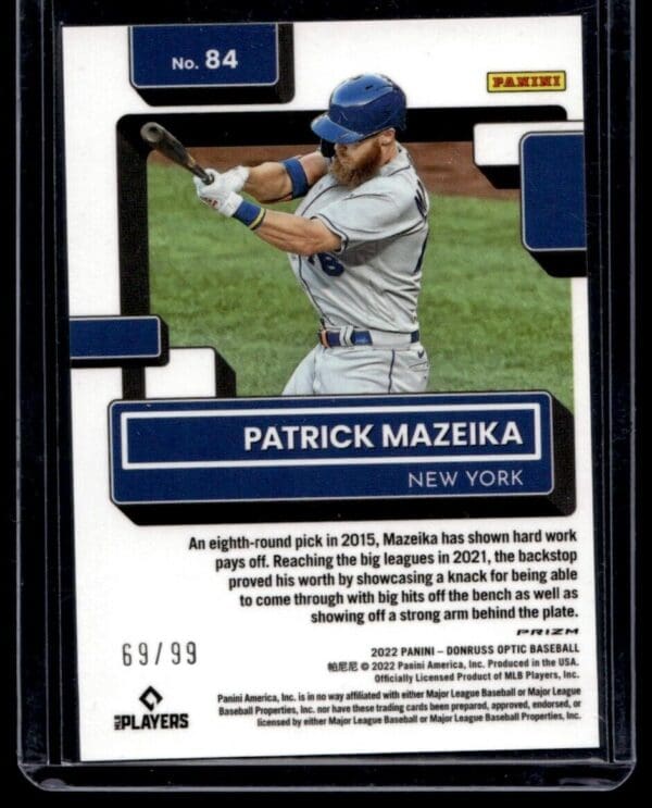 2022 Donruss Optic New York Mets #84 Patrick Mazeika RC Rookie 69/99 Pandora