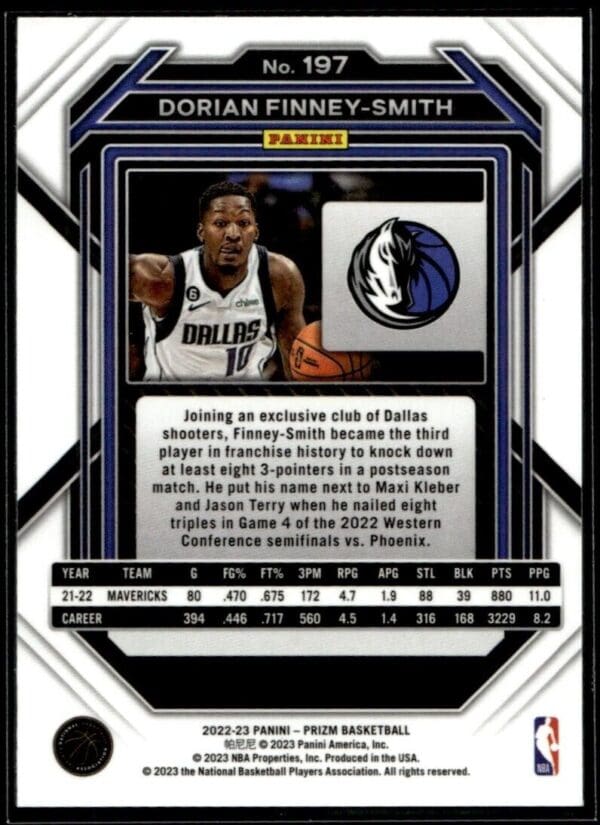 2022 Panini Prizm Dallas Mavericks #197 Dorian Finney-Smith