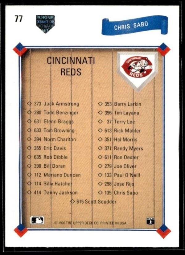 _10 1991 Upper Deck Team Logo Holograms Cincinnati Reds #77 Cincinnati Reds
