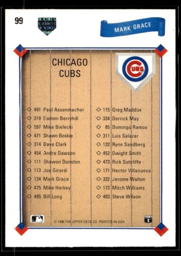 1991 Upper Deck Team Logo Holograms Chicago Cubs #99 Mark Grace