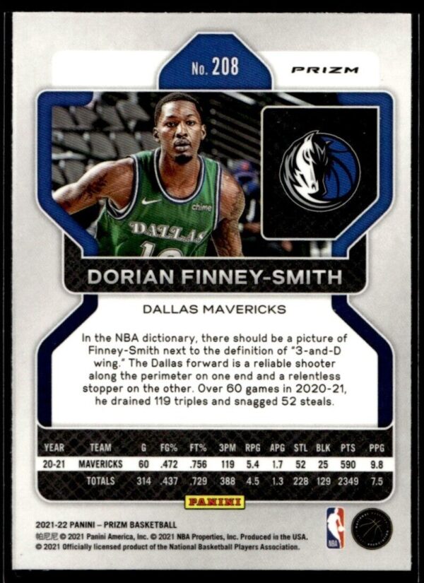 2021 Panini Prizm Dallas Mavericks #208 Dorian Finney-Smith Cracked Ice
